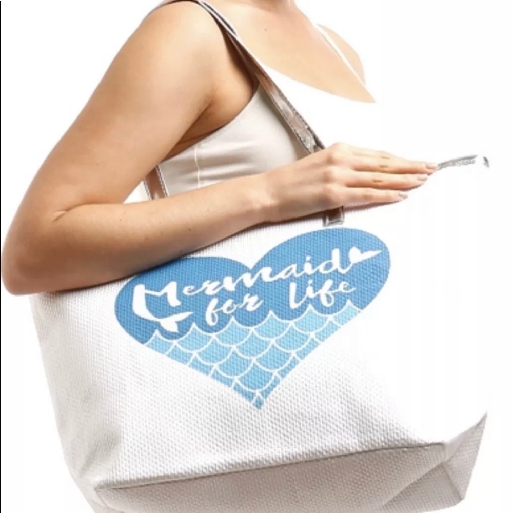 💙Large “Mermaid For Life” Summer Anytime Tote💙 - Picture 2 of 2